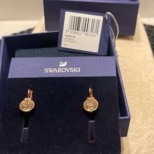 Swarovski Rose Gold Crystal Drop Earrings - Pink/Champagne